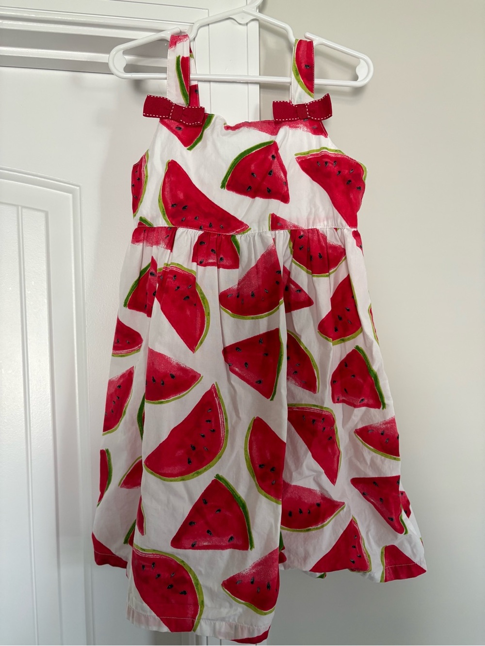 Gymboree Watermelon Sundress Red Bow Straps 100% Cotton Size 6 Girls